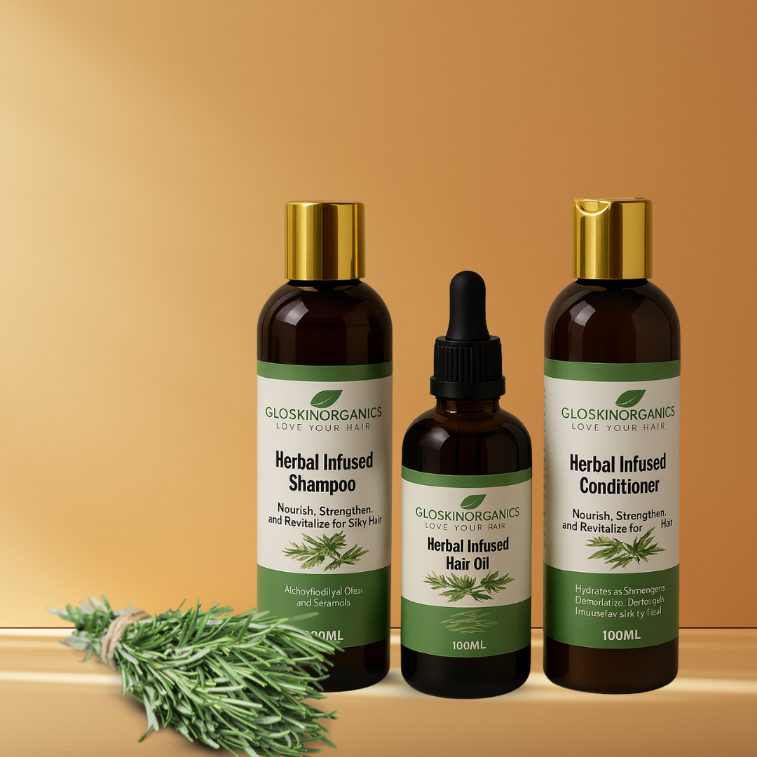 Complete Herbal Hair Growth Care Set – Rosemary Shampoo, Conditioner, and Oil