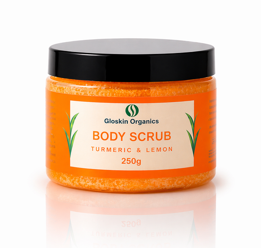 Gloskin Organics Turmeric & Lemon Body Scrub – Exfoliating Scrub for Smooth, Glowing Skin (250g, South Africa)