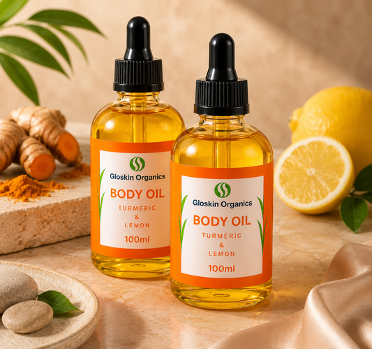 Gloskin Organics Turmeric & Lemon Body Oil (2 x 100ml) – Glow Boosting Hydrating Oil