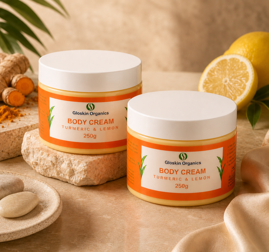 Gloskin Organics Turmeric & Lemon Body Cream (2 x 250g) – Hydrating & Brightening Moisturiser