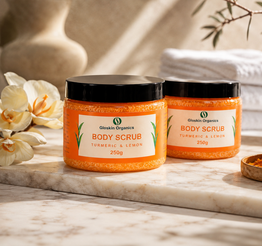 Gloskin Organics Turmeric & Lemon Body Scrub – 2 Pack Bundle (Made in South Africa)
