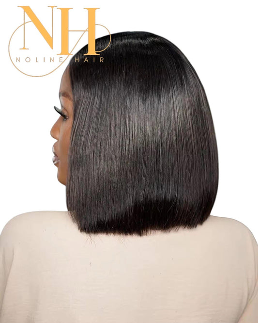 Vietnamese Straight Bob Wig – 10" Glueless, Pre-Plucked, Pre-Bleached Knots, 6x4 Lace