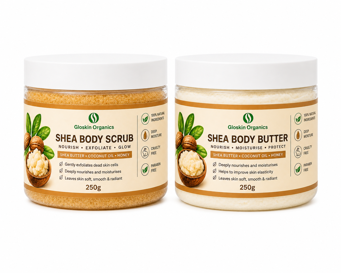 Shea Body Scrub & Shea Body Butter Combo | Exfoliate, Nourish & Glow – 2 x 250g