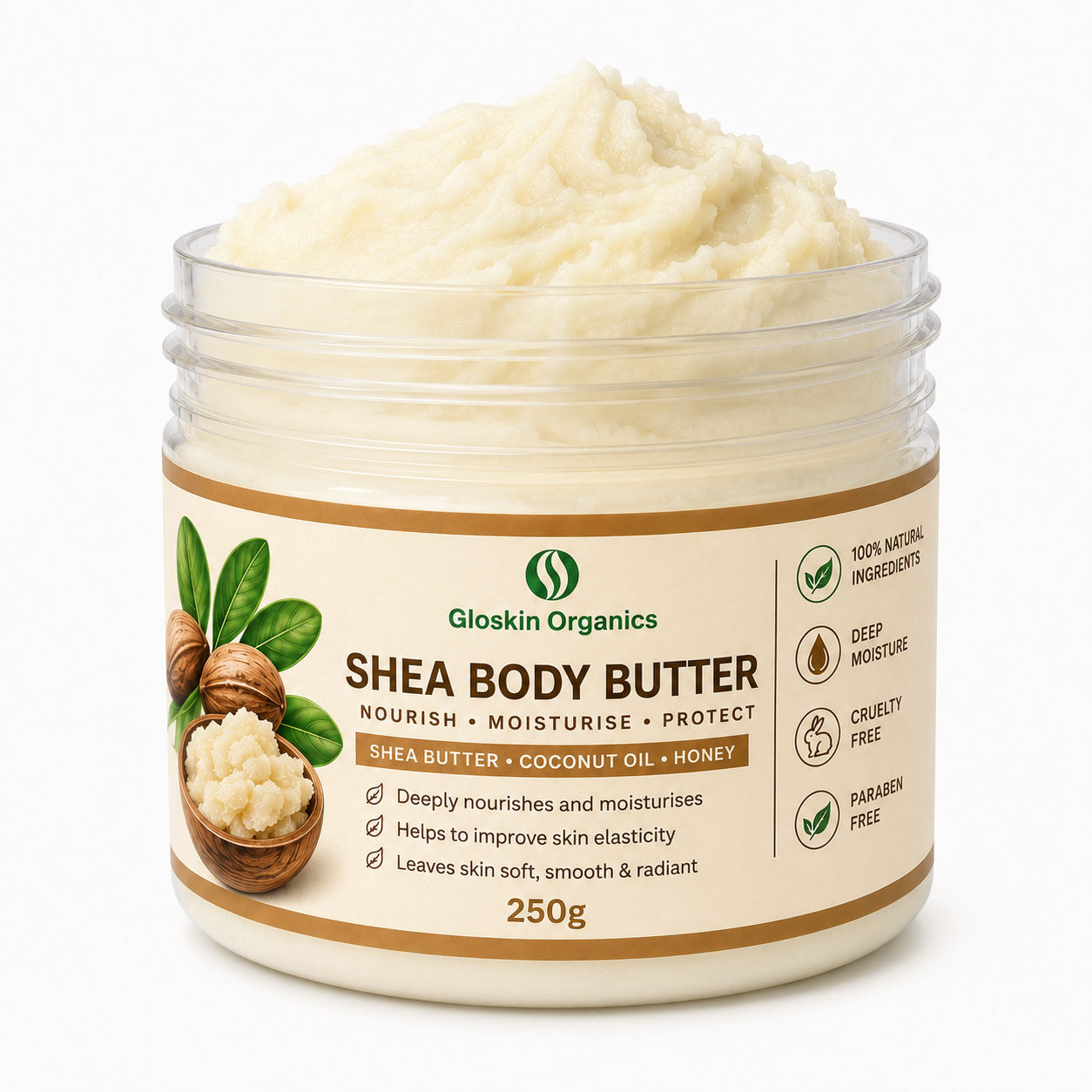 Shea Body Butter – Rich, Deeply Moisturising Body Butter with Shea Butter, Coconut Oil & Honey | 250g