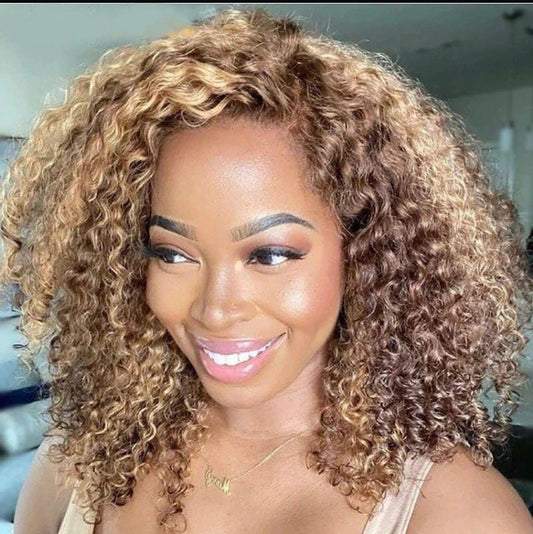 💫 13x4 Lace Frontal Jerry Curly Wig – Piano Highlights, 16”