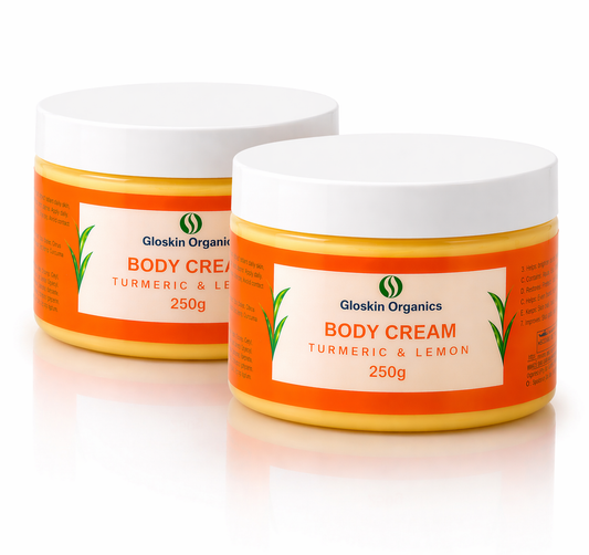 Gloskin Organics Turmeric & Lemon Body Cream (2 x 250g) – Hydrating & Brightening Moisturiser
