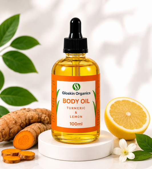 Gloskin Organics Turmeric & Lemon Body Oil – Hydrating Glow Oil for Radiant Skin (100ml, South Africa)