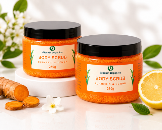 Gloskin Organics Turmeric & Lemon Body Scrub – 2 Pack Bundle (Made in South Africa)