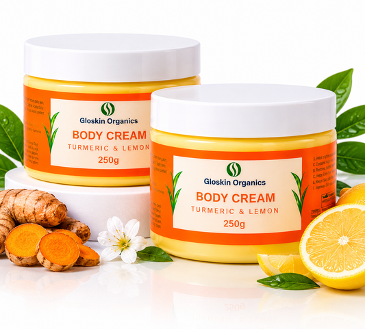 Gloskin Organics Turmeric & Lemon Body Cream (2 x 250g) – Hydrating & Brightening Moisturiser